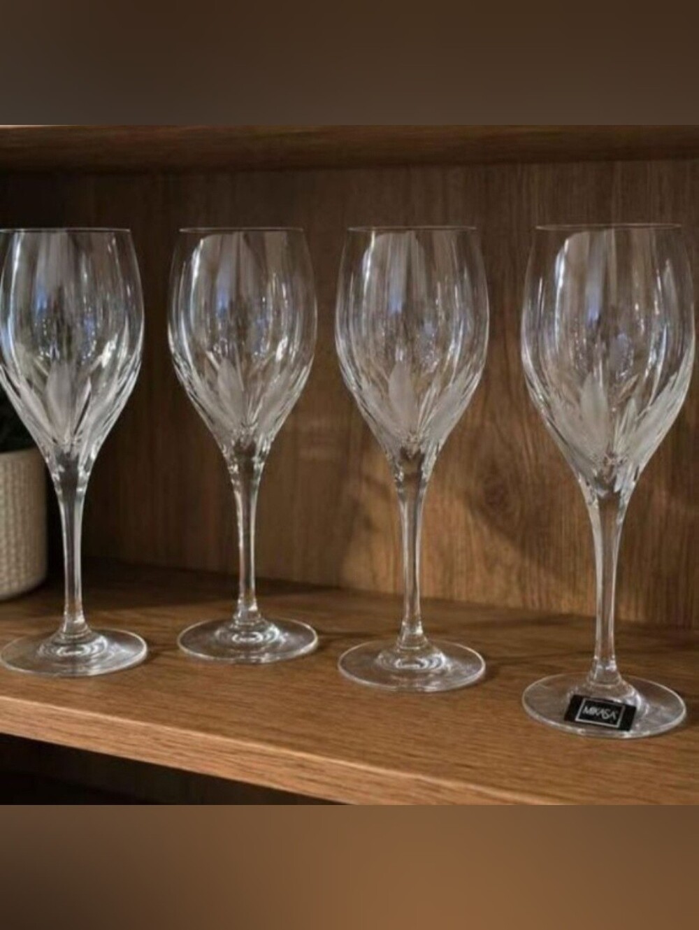Mikasa Flame D’Amore Crystal Wine Glasses Set of 4 NEW Deadstock